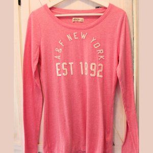 NWT A & F Abercrombie and Fitch Pink Sequin Tee L